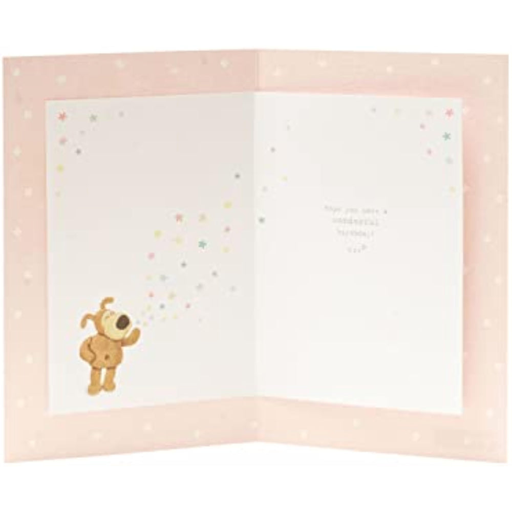 Boofle Holding Flowers Birthday Card