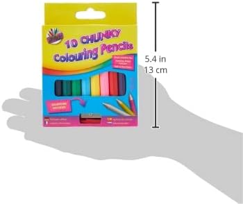 10 Chunky 1/2 Size Col Pencils & Sharpener
