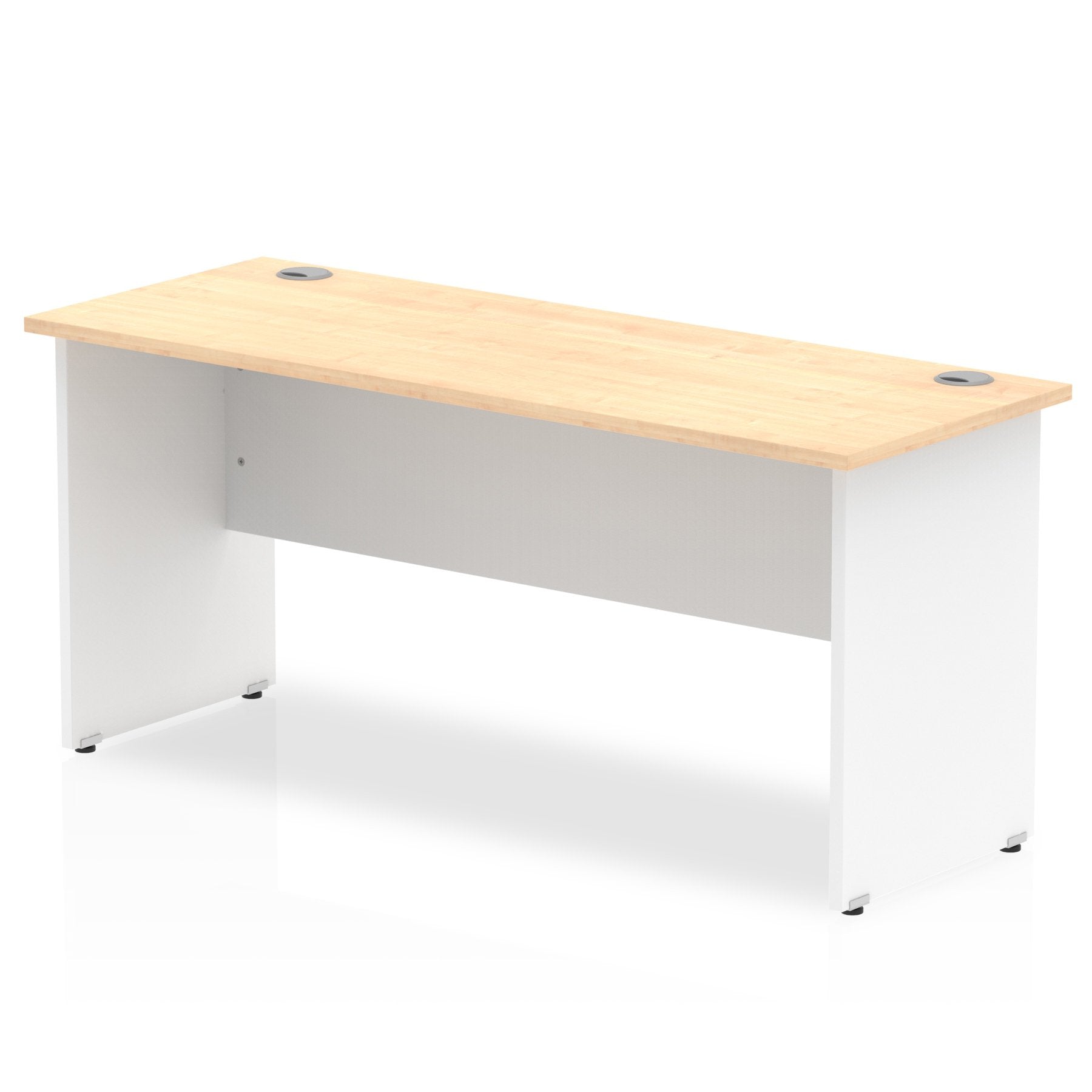 Impulse Straight Office Desk W1600 x D600 x H730mm Panel End Leg Maple Finish White Frame  - TT000125 DD