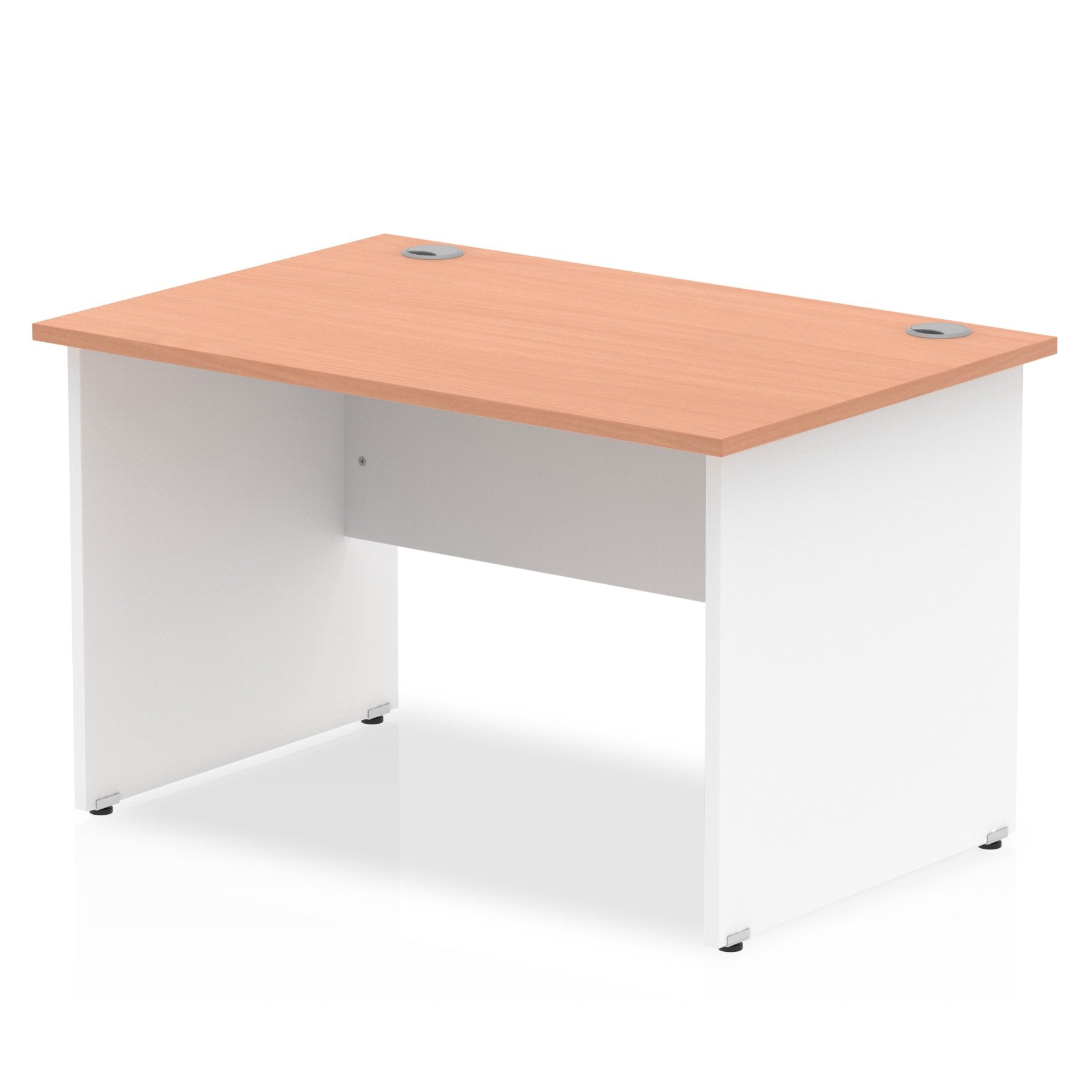 Impulse Straight Office Desk W1200 x D800 x H730mm Panel End Leg Beech Finish White Frame  - TT000003 DD