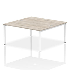 Impulse Back-to-Back 2 Person Bench Desk W1600 x D1600 x H730mm With Cable Ports Grey Oak Finish White Frame - IB00131 DD