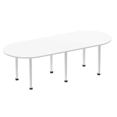 Dynamic Impulse 2400mm Boardroom Table White Top Silver Post Leg I000204 DD