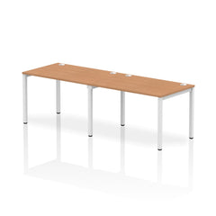 Impulse Single Row 2 Person Bench Desk W1200 x D800 x H730mm Oak Finish White Frame - IB00289 DD