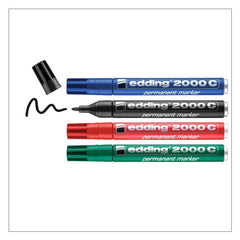 edding 2000C Permanent Marker Bullet Tip 1.5-3mm Line Assorted Colours (Pack 4) - 4-2000C-4