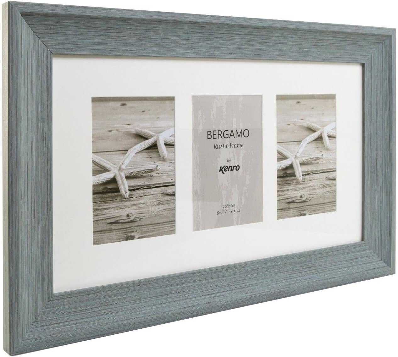 Kenro Bergamo Rustic Series grey photo frame showcasing a classic wooden design for displaying photographs.