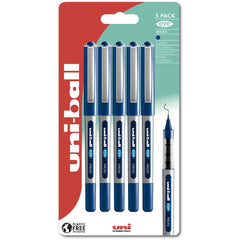 uni-ball Eye Micro UB-150 Liquid Ink Rollerball Pen 0.5mm Tip 0.3mm Line Plastic Free Packaging Blue (Pack 5) - 238212181