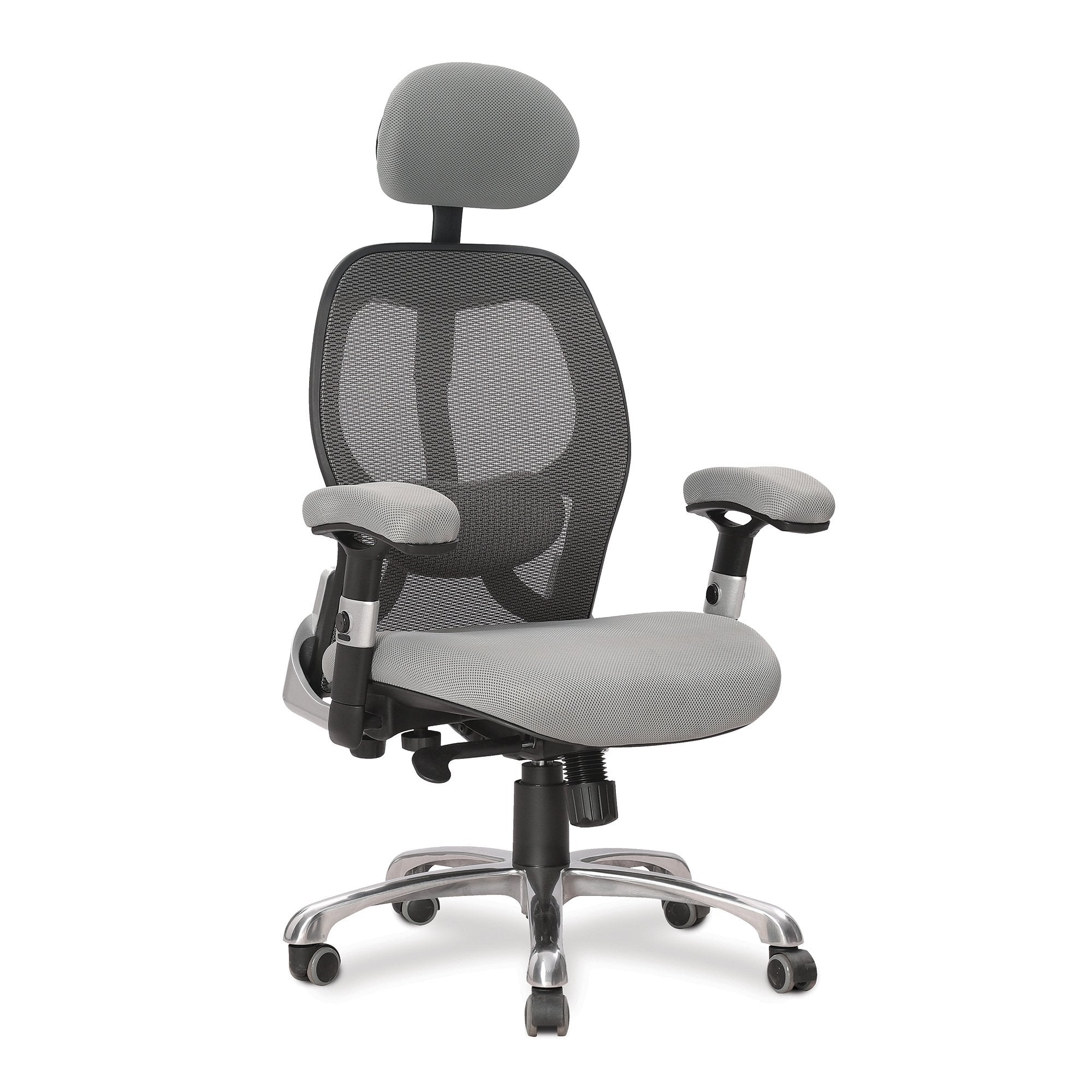 Nautilus Designs Ergo Luxury High Back Ergonomic Mesh Executive Operator Office Chair Grey - Certified for 24 Hour Use - DPA/ERGO/GY DD