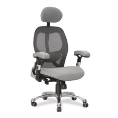 Nautilus Designs Ergo Luxury High Back Ergonomic Mesh Executive Operator Office Chair Grey - Certified for 24 Hour Use - DPA/ERGO/GY DD