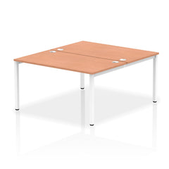 Impulse Back-to-Back 2 Person Bench Desk W1400 x D1600 x H730mm With Cable Ports Beech Finish White Frame - IB00118 DD