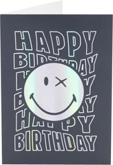 Silver Foil Smiley World Birthday Card – Perfect for Boys and Him