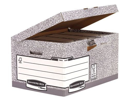 Fellowes Bankers Box Flip Top Storage Box Board Grey (Pack 10) 1181501