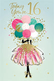 Kingfisher greeting card for 16th birthday, featuring colorful milestone design and decorative elements for celebrating a special age.