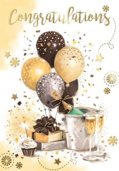 Kingfisher Congrats greeting card with colorful floral design and elegant lettering, suitable for celebrating special occasions.