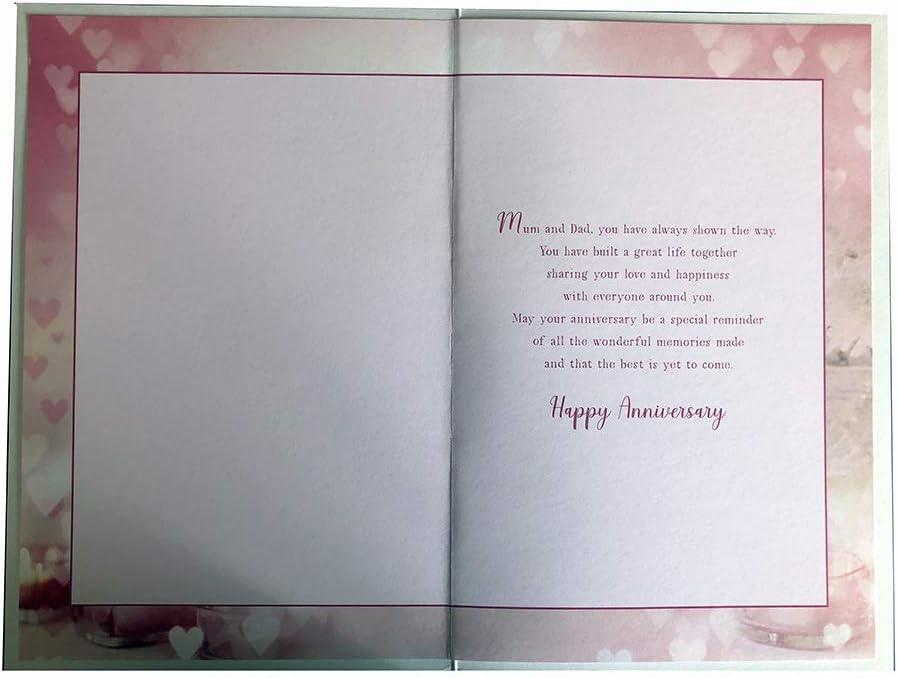 Kingfisher greeting card featuring a special mum and dad anniversary candle design with heartfelt sentiments, perfect for celebrating.
