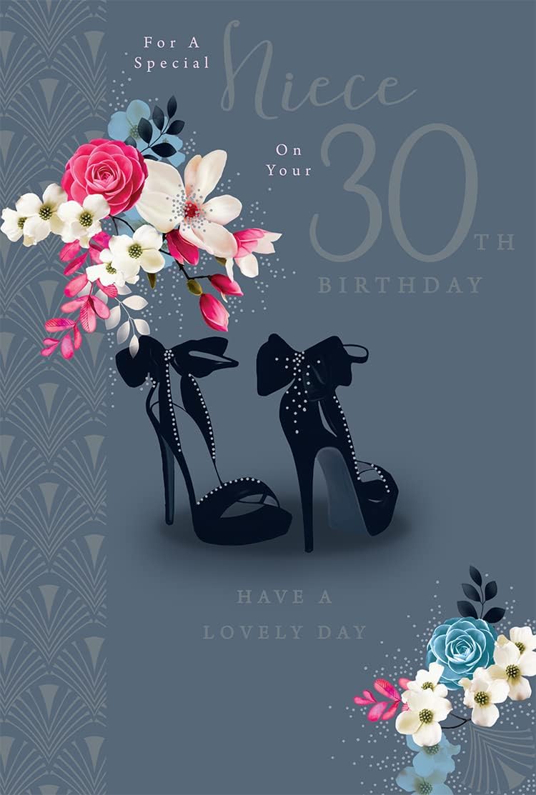 Kingfisher greeting card featuring a special niece's 30th birthday message with colorful floral design and festive theme.