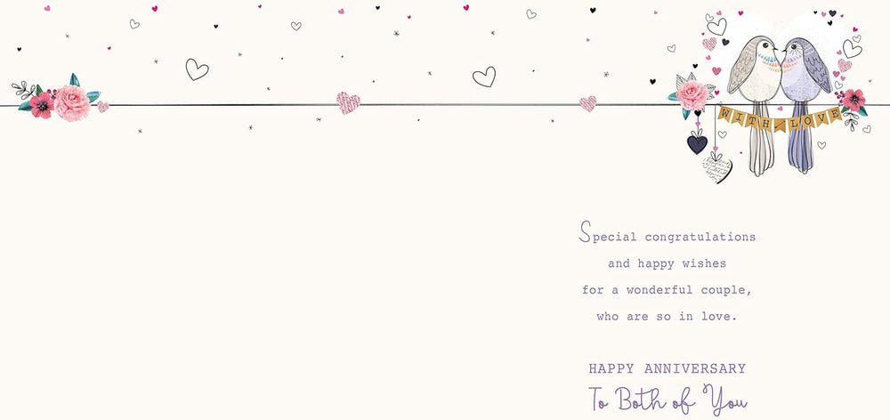 Kingfisher Mummy & Daddy Anniversary greeting card featuring floral and heart designs, perfect for celebrating special occasions.