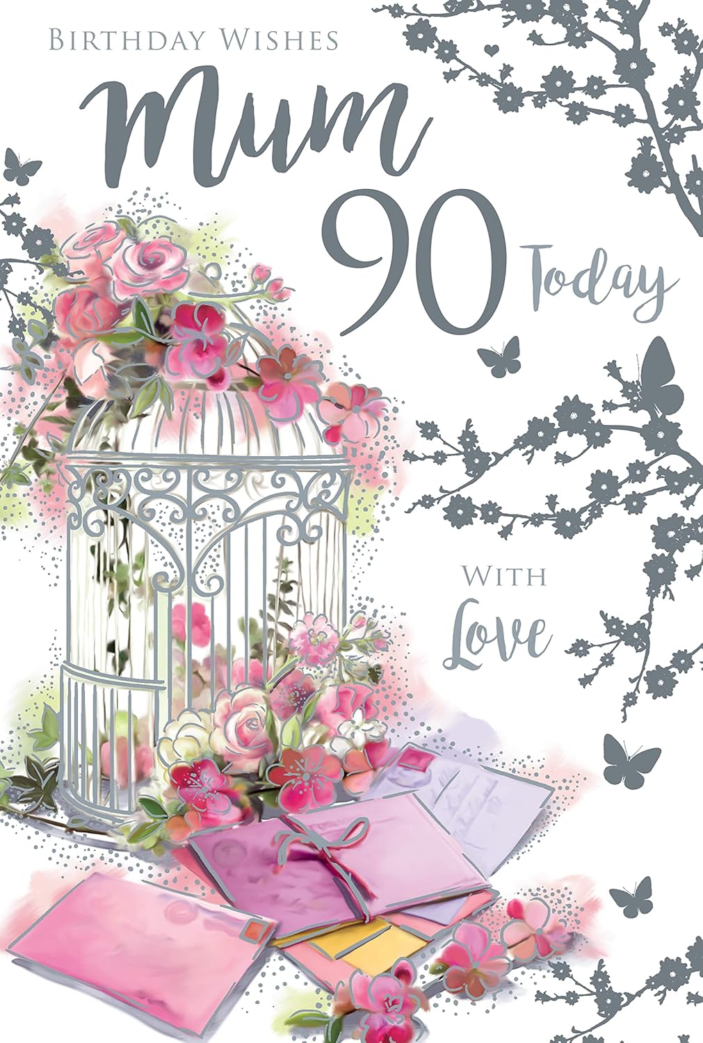 Kingfisher Special Mum 90th birthday greeting card featuring colorful flowers and a cheerful message for celebrating a special occasion.