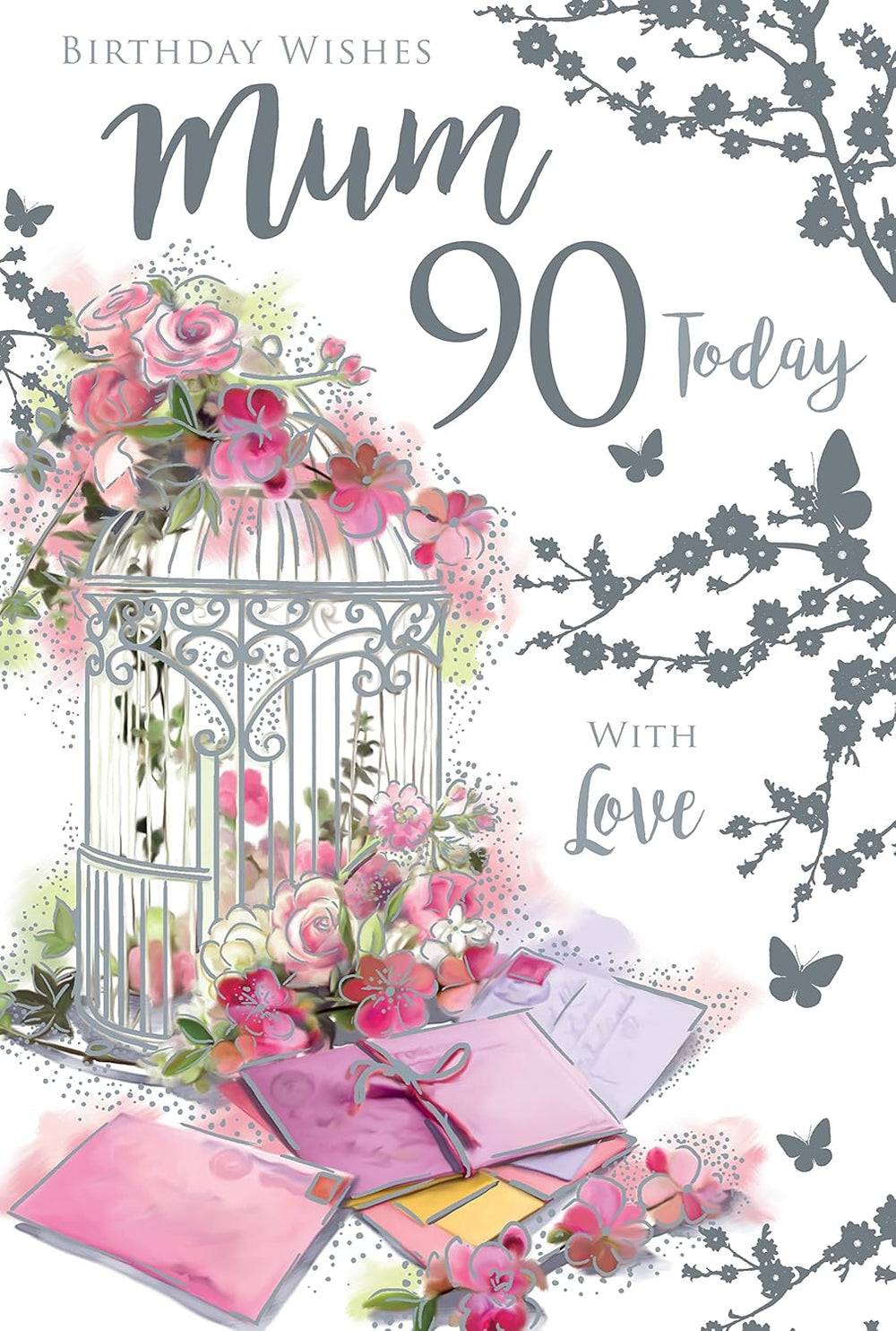 Kingfisher Special Mum 90th birthday greeting card featuring colorful flowers and a cheerful message for celebrating a special occasion.