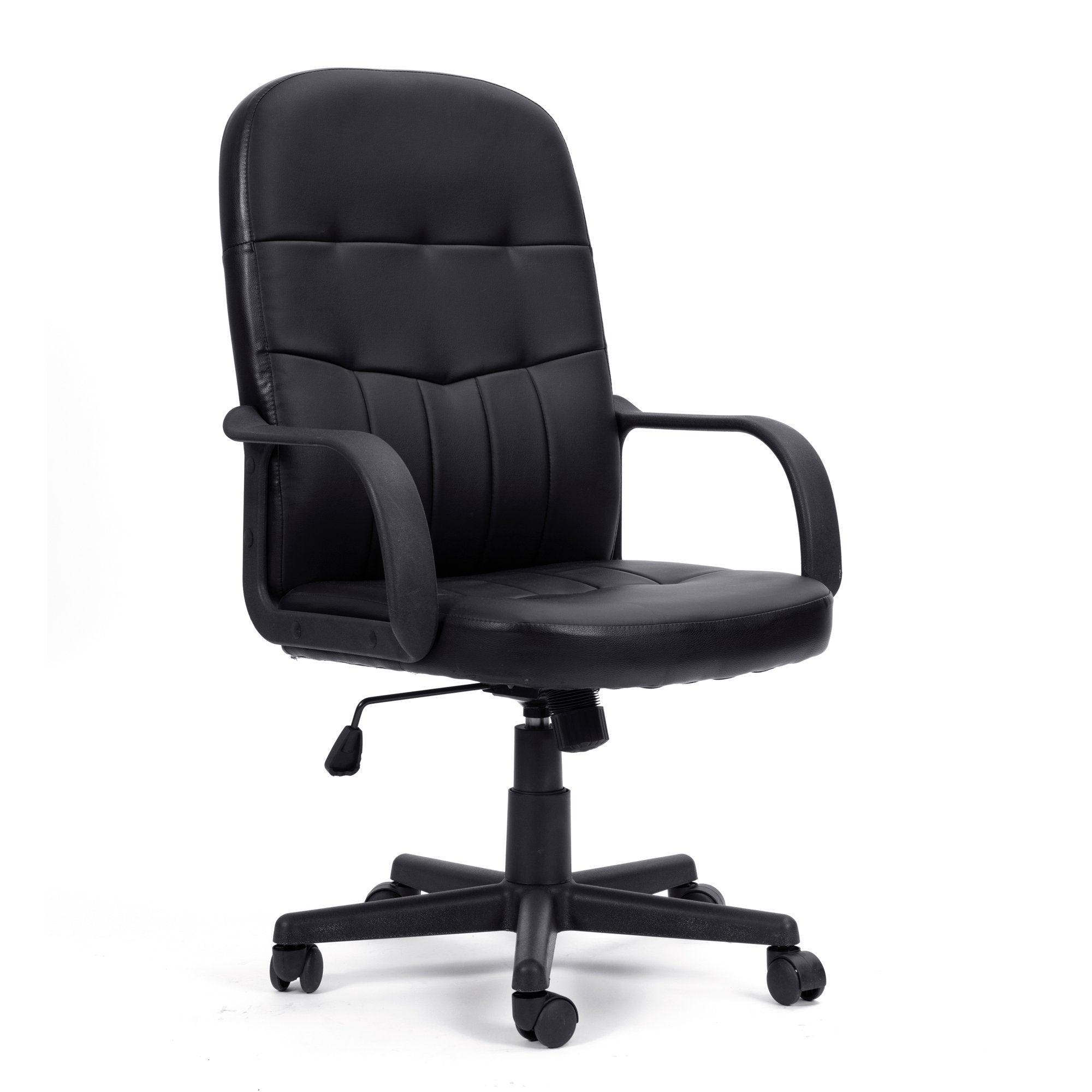 Nautilus Designs Orion High Back Bonded Leather Executive Office Chair With Integrated Lumbar Support and Fixed Arms Black - BCL/Z2207/BK DD