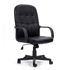 Nautilus Designs Orion High Back Bonded Leather Executive Office Chair With Integrated Lumbar Support and Fixed Arms Black - BCL/Z2207/BK DD