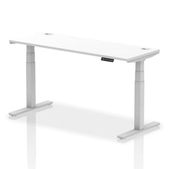 Dynamic Air 1600 x 600mm Height Adjustable Desk White Top Cable Ports Silver Leg HA01131 DD