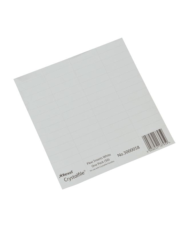 Rexel Crystalfile Flexitab Suspension File Inserts White (Pack 50) 3000058