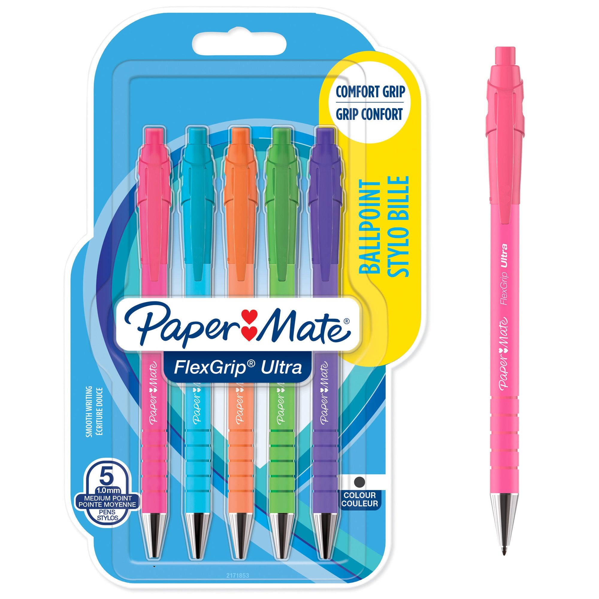 FlexGrip Ultra Retro Ballpoint Pens Medium 1.0mm Tip Black Ink (Pack 5) 2171853