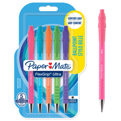 FlexGrip Ultra Retro Ballpoint Pens Medium 1.0mm Tip Black Ink (Pack 5) 2171853