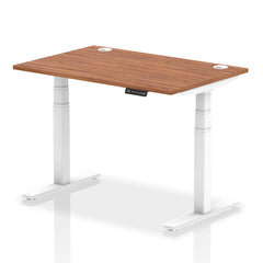 Dynamic Air 1200 x 800mm Height Adjustable Desk Walnut Top Cable Ports White Leg HA01105 DD