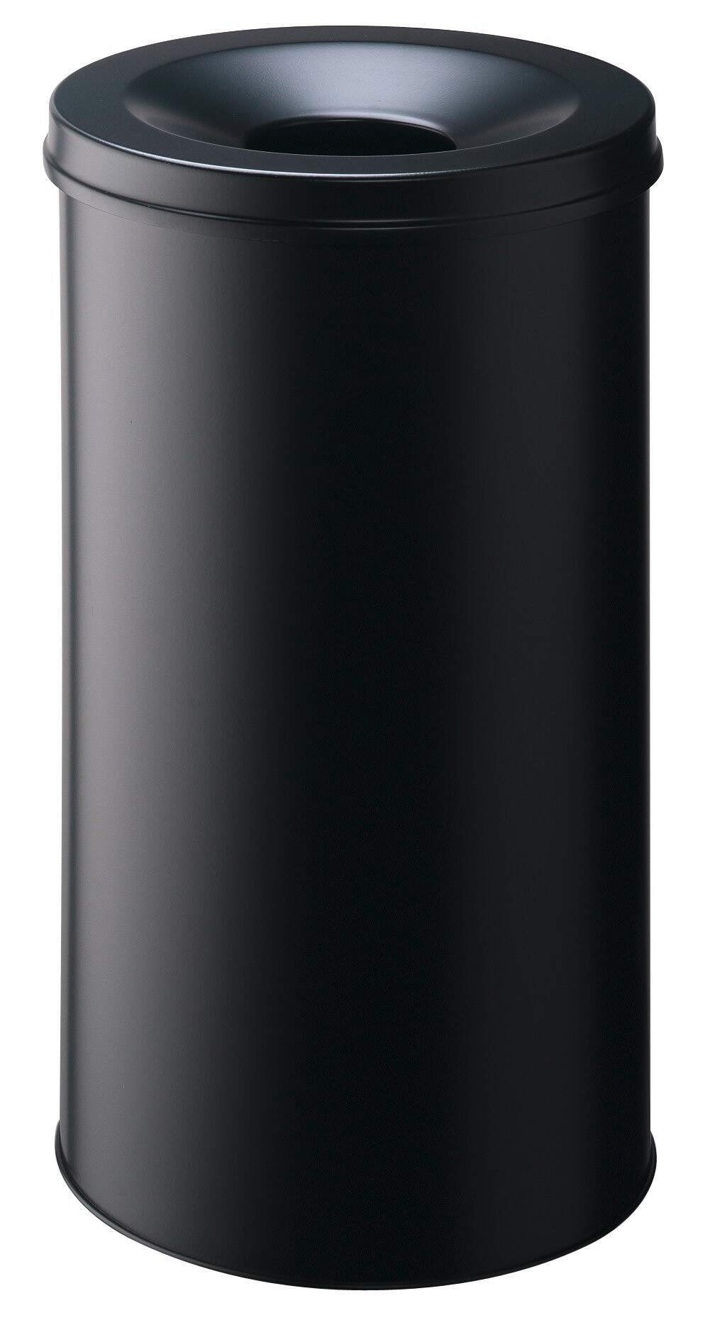 Durable SAFE Metal Waste Bin 60 Litre Capacity with Self-Extinguishing Lid for Fire Safety Black - 330701 DD
