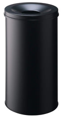 Durable SAFE Metal Waste Bin 60 Litre Capacity with Self-Extinguishing Lid for Fire Safety Black - 330701 DD