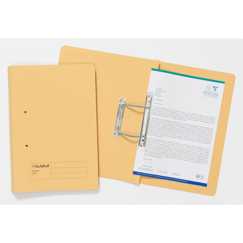Guildhall Spring Transfer File Manilla Foolscap 285gsm Yellow (Pack 25) - 346-YLWZ