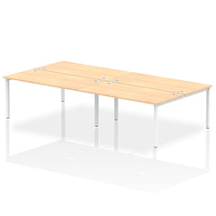 Impulse Back-to-Back 4 Person Bench Desk W1600 x D1600 x H730mm With Cable Ports Maple Finish White Frame - IB00168 DD