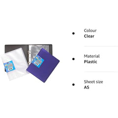 A5 Slim Ring Binder+10 Pocket Solid Assorted Colour