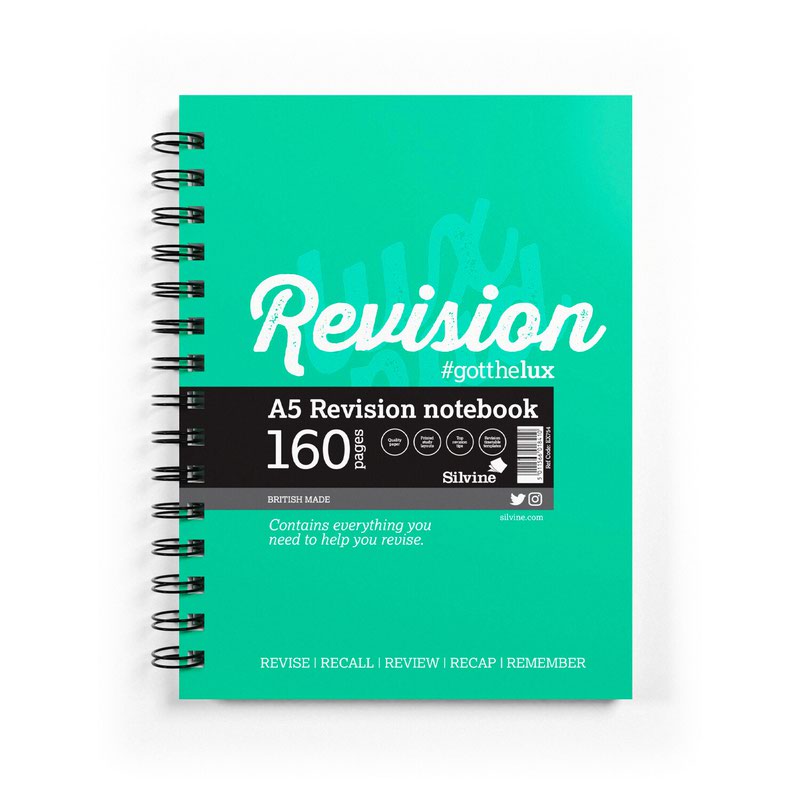 Silvine Revision Notebook Twinwire A5 Green (Pack 5) EX754