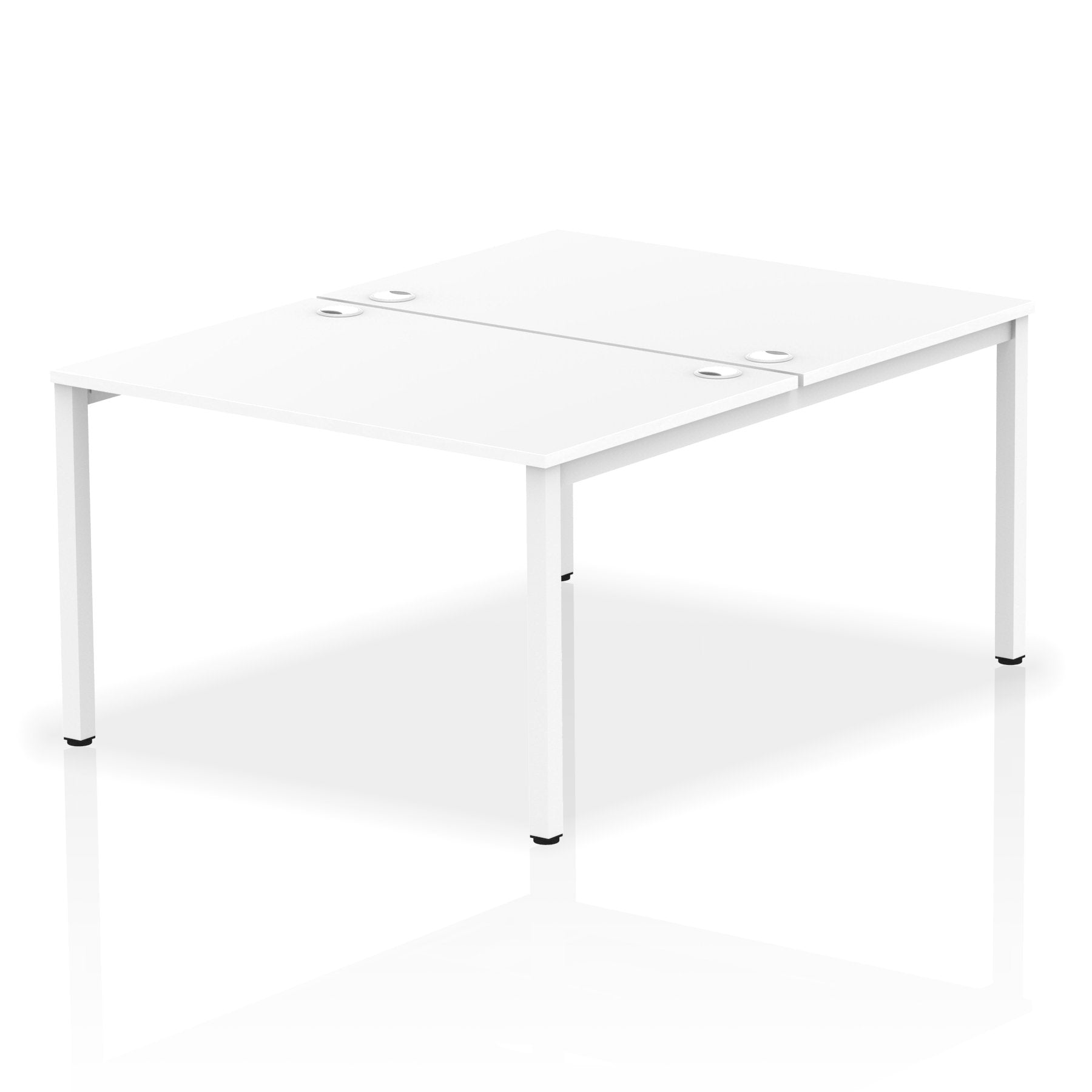 Impulse Back-to-Back 2 Person Bench Desk W1200 x D1600 x H730mm With Cable Ports White Finish White Frame - IB00111 DD