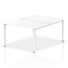 Impulse Back-to-Back 2 Person Bench Desk W1200 x D1600 x H730mm With Cable Ports White Finish White Frame - IB00111 DD