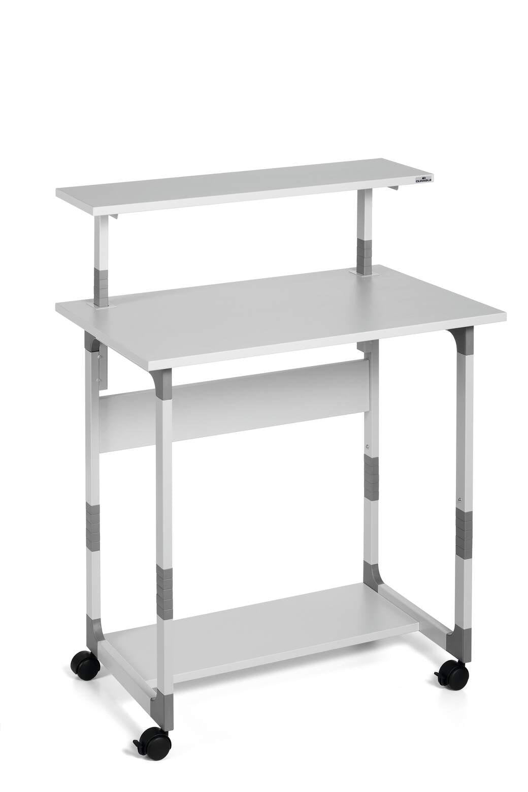 Durable SYSTEM PC Workstation Trolley 80 Variable Height Grey - 371810 DD