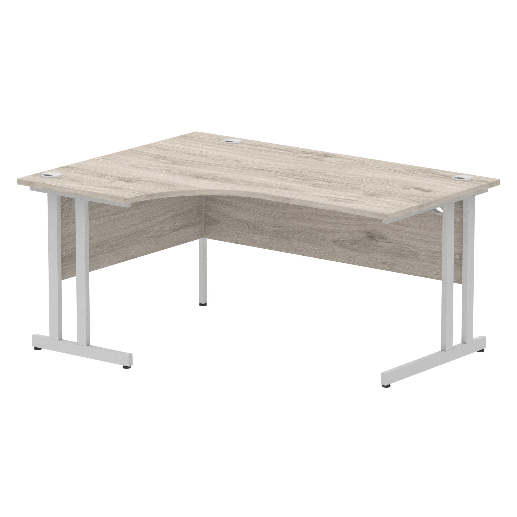 Dynamic Impulse 1600mm Left Crescent Desk Grey Oak Top Silver Cable Managed Leg I003145 DD