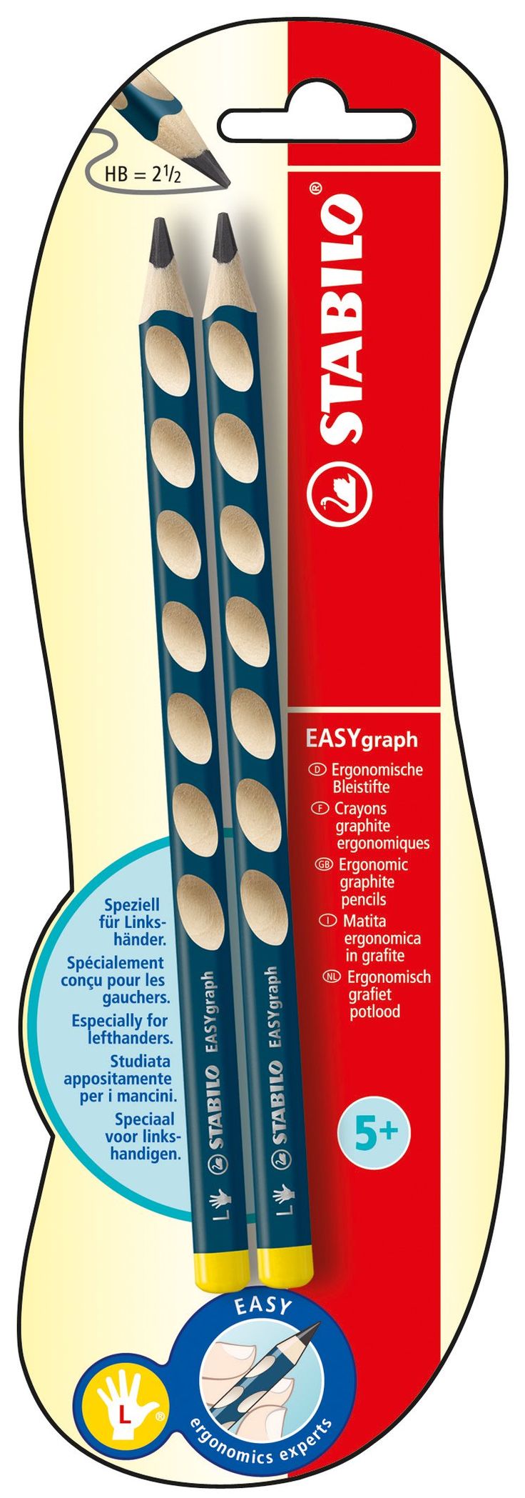 STABILO EASYgraph HB Pencil Left Handed (Pack 2) - B-39888-5