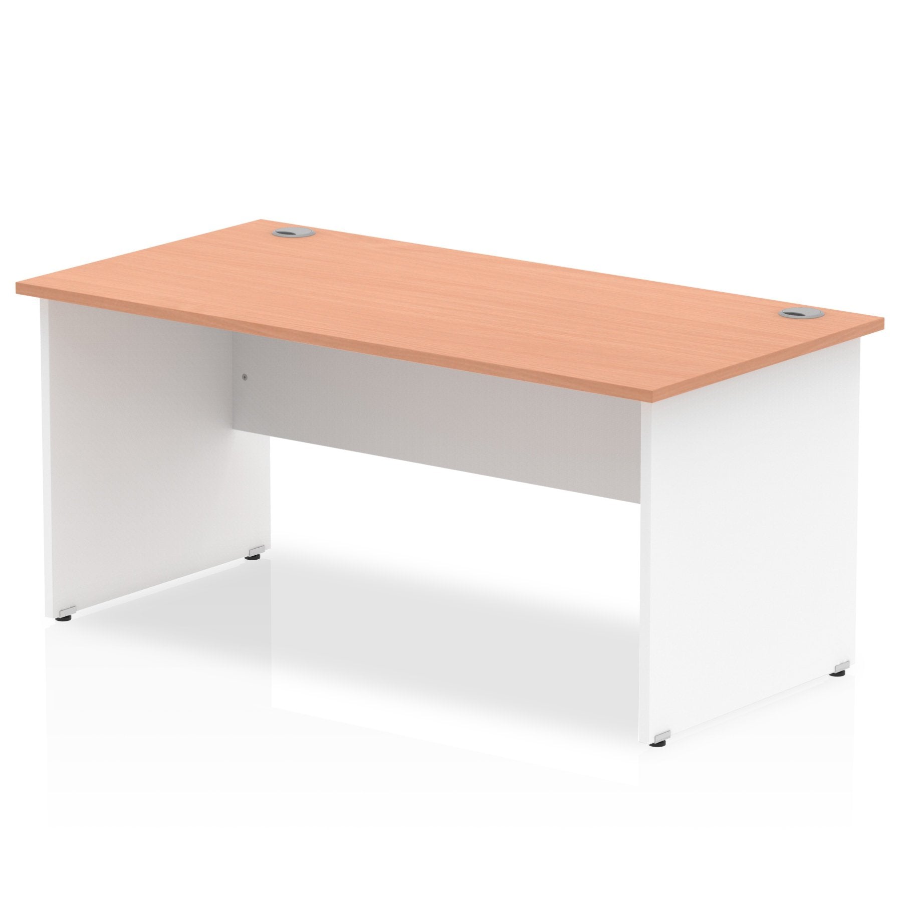 Impulse Straight Office Desk W1800 x D800 x H730mm Panel End Leg Beech Finish White Frame - TT000021 DD
