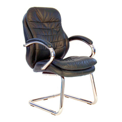 Nautilus Designs Santiago High Back Italian Leather Faced Executive Visitor Chair With Integrated Headrest and Fixed Arms Brown - DPA618AV/BW DD