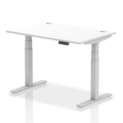 Dynamic Air 1200 x 800mm Height Adjustable Desk White Top Cable Ports Silver Leg HA01089 DD