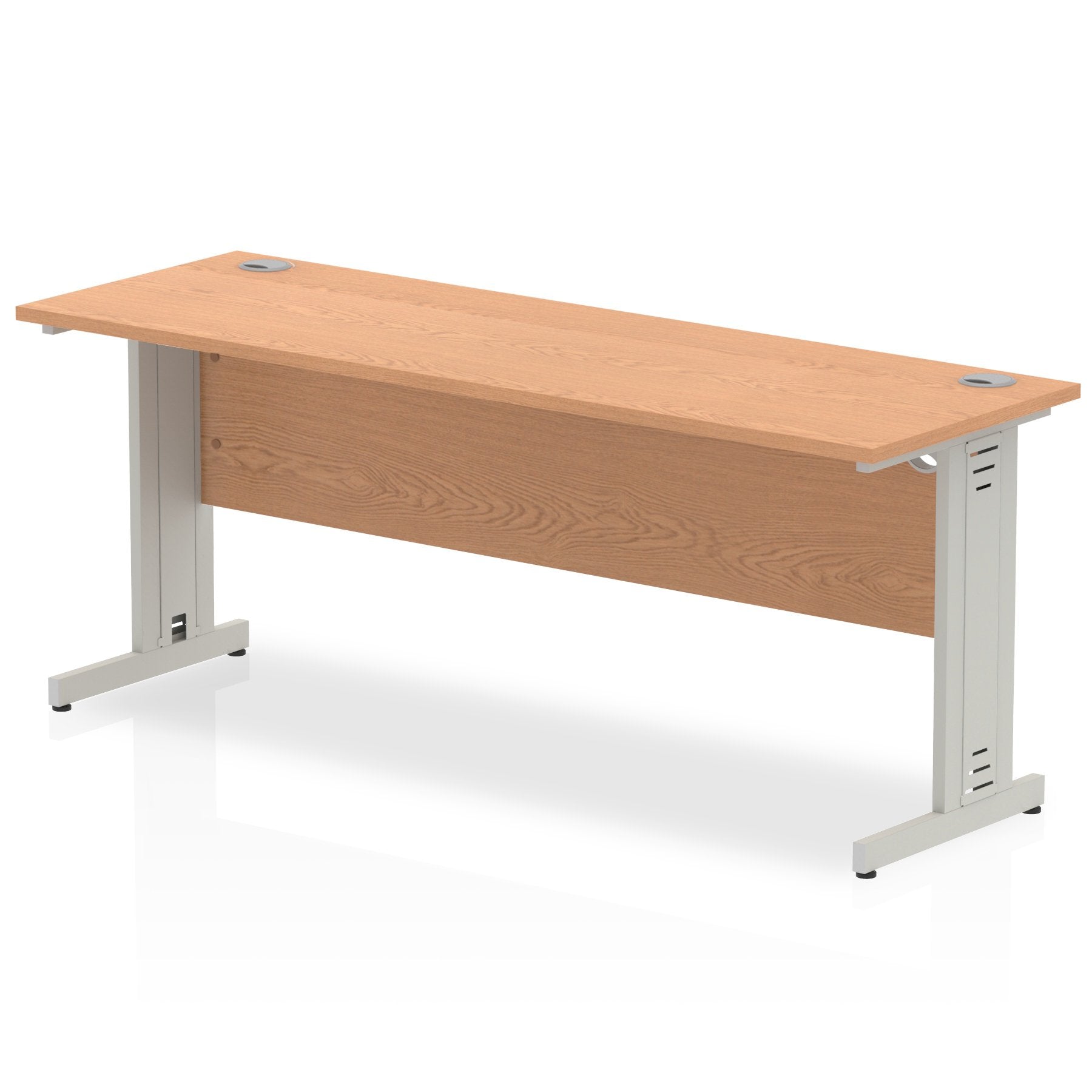 Impulse 1800 x 600mm Straight Desk Oak Top Silver Cable Managed Leg MI002731 DD