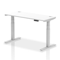 Dynamic Air 1400 x 600mm Height Adjustable Desk White Top Cable Ports Silver Leg HA01130 DD