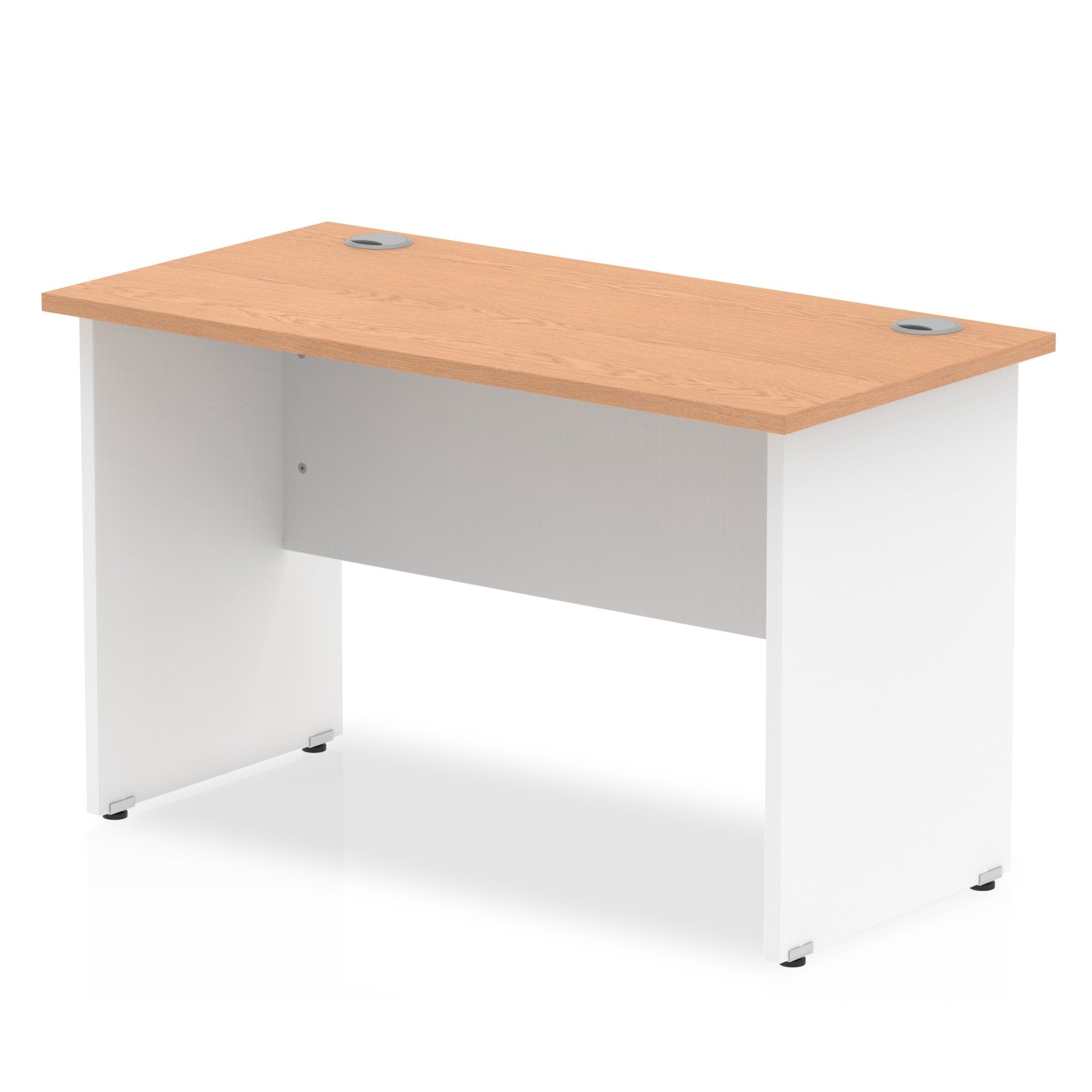 Impulse Straight Office Desk W1200 x D600 x H730mm Panel End Leg Oak Finish White Frame - TT000089 DD