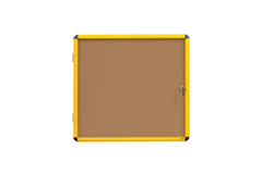 Bi-Office Ultrabrite Cork Noticeboard Display Case Lockable Yellow Aluminium Frame 9 x A4 - VT6301611511 DD