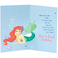 Disney Princess Age 3 Birthday Card Snow White Belle Ariel