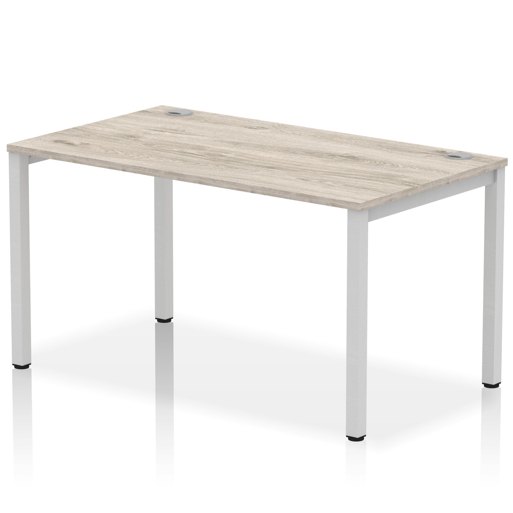 Impulse Single Row Bench Desk W1400 x D800 x H730mm Grey Oak Finish Silver Frame - IB00257 DD