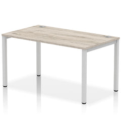 Impulse Single Row Bench Desk W1400 x D800 x H730mm Grey Oak Finish Silver Frame - IB00257 DD